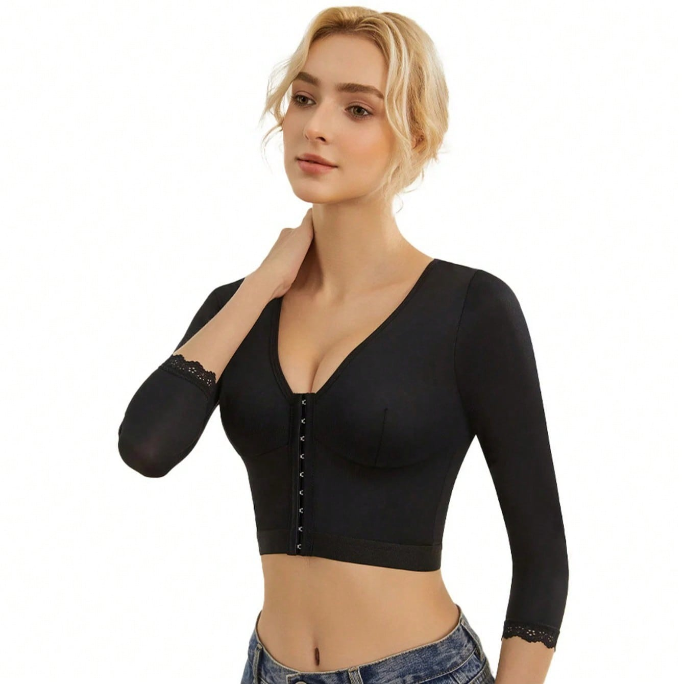 Tonelle Women's Compression Arm Shaper Top – Smoothing Shapewear with Built-In Bra & Tummy Control