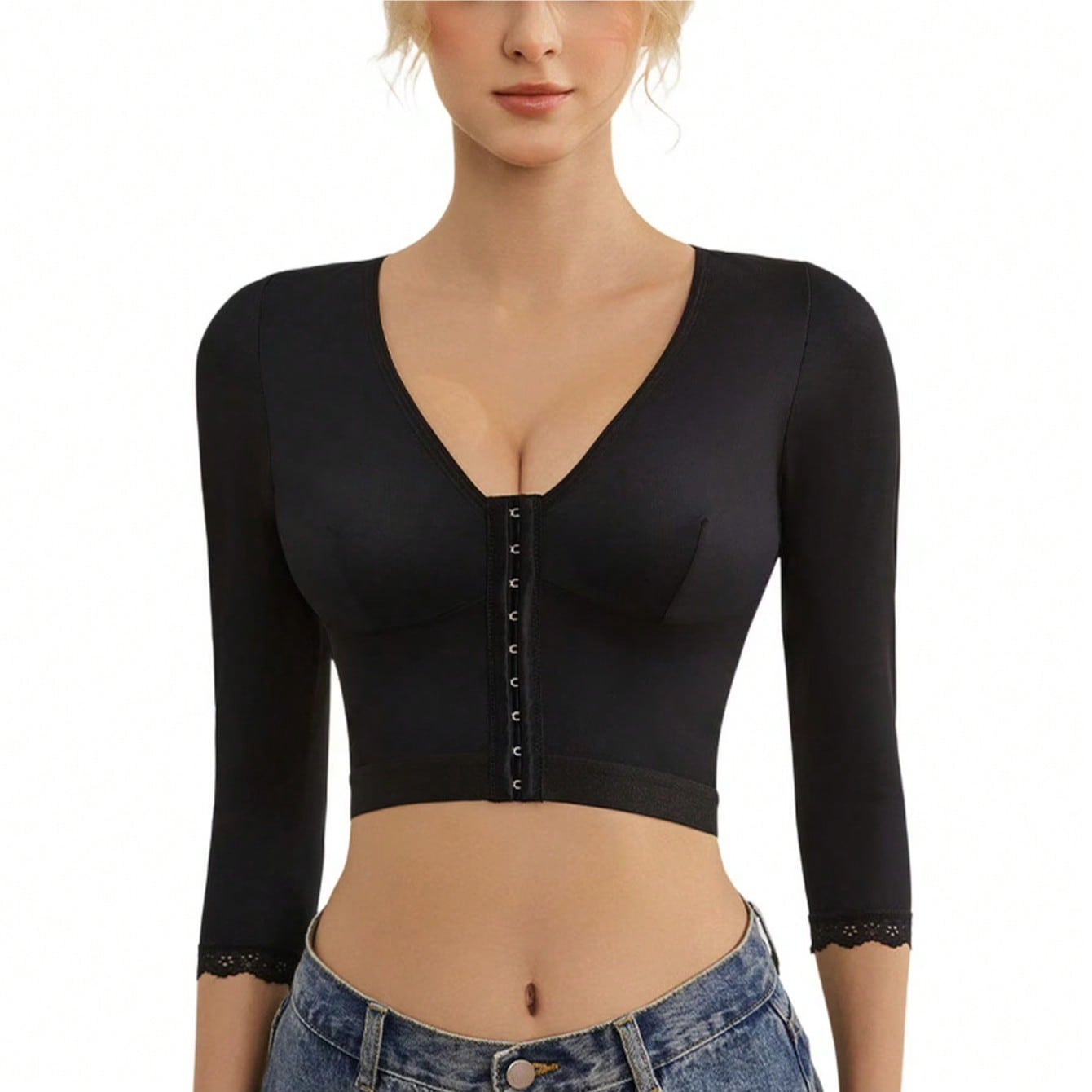 Tonelle Women's Compression Arm Shaper Top – Smoothing Shapewear with Built-In Bra & Tummy Control